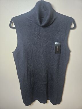 BCBG Maxazria Black Angora Wool Turtleneck Soft Stretch Sweater Vest Plus 2X